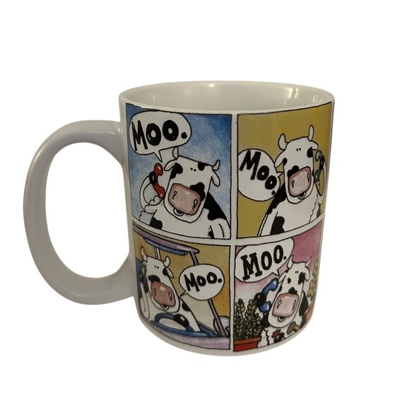 Cow-Themed Comic Coffee Mug Whitlark 3.5" Ceramic Colorful Fun-Print - Picture 3 of 4